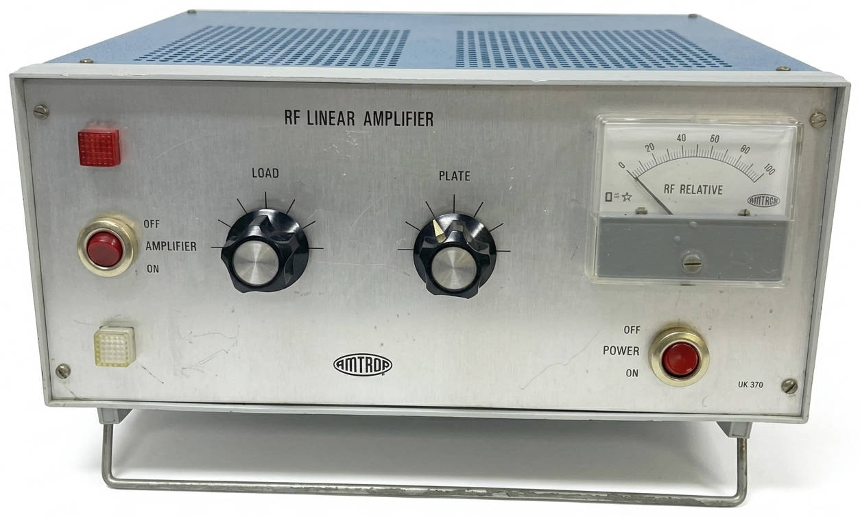 Image of the Amtron UK-370 tube-based transmitter power amplifier.