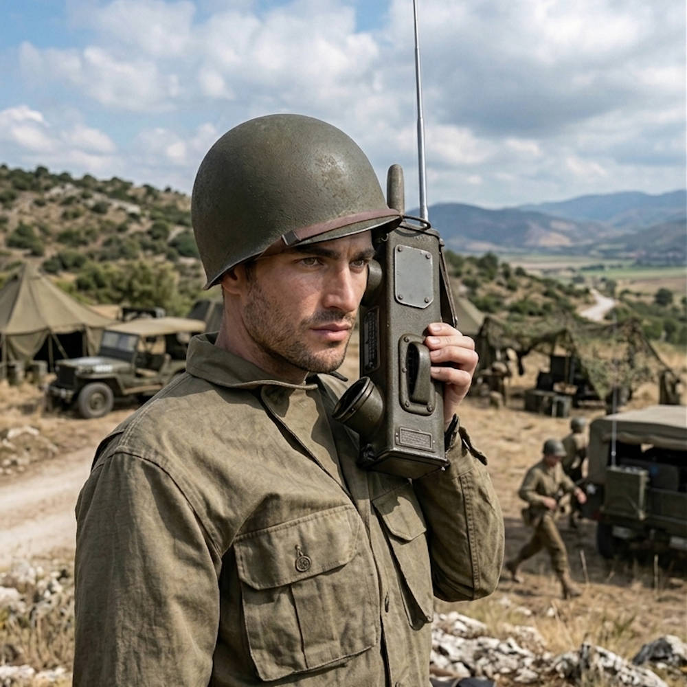 Illustration of the BC611 or SCR536 handheld transceiver, which operates with five tubes.